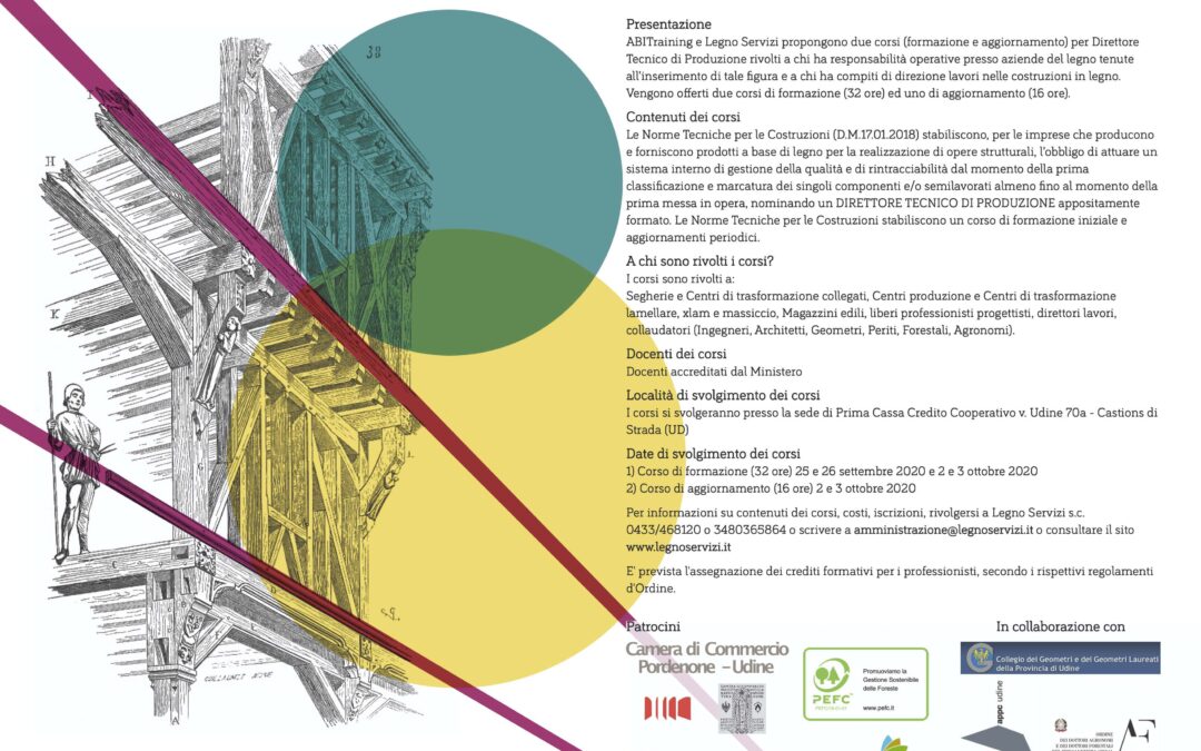 CORSO DI FORMAZIONE e CORSO DI AGGIORNAMENTO  DIRETTORE TECNICO DELLA PRODUZIONE  dei Centri lavorazione/produttori di elementi in legno ad uso strutturale  ai sensi “D.M. 17/01/2018 cap. 11.7.10.1”