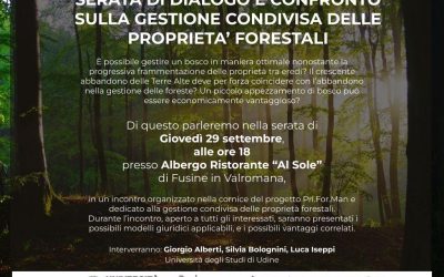 Serata di dialogo e confronto sulla gestione condivisa delle proprietà forestali